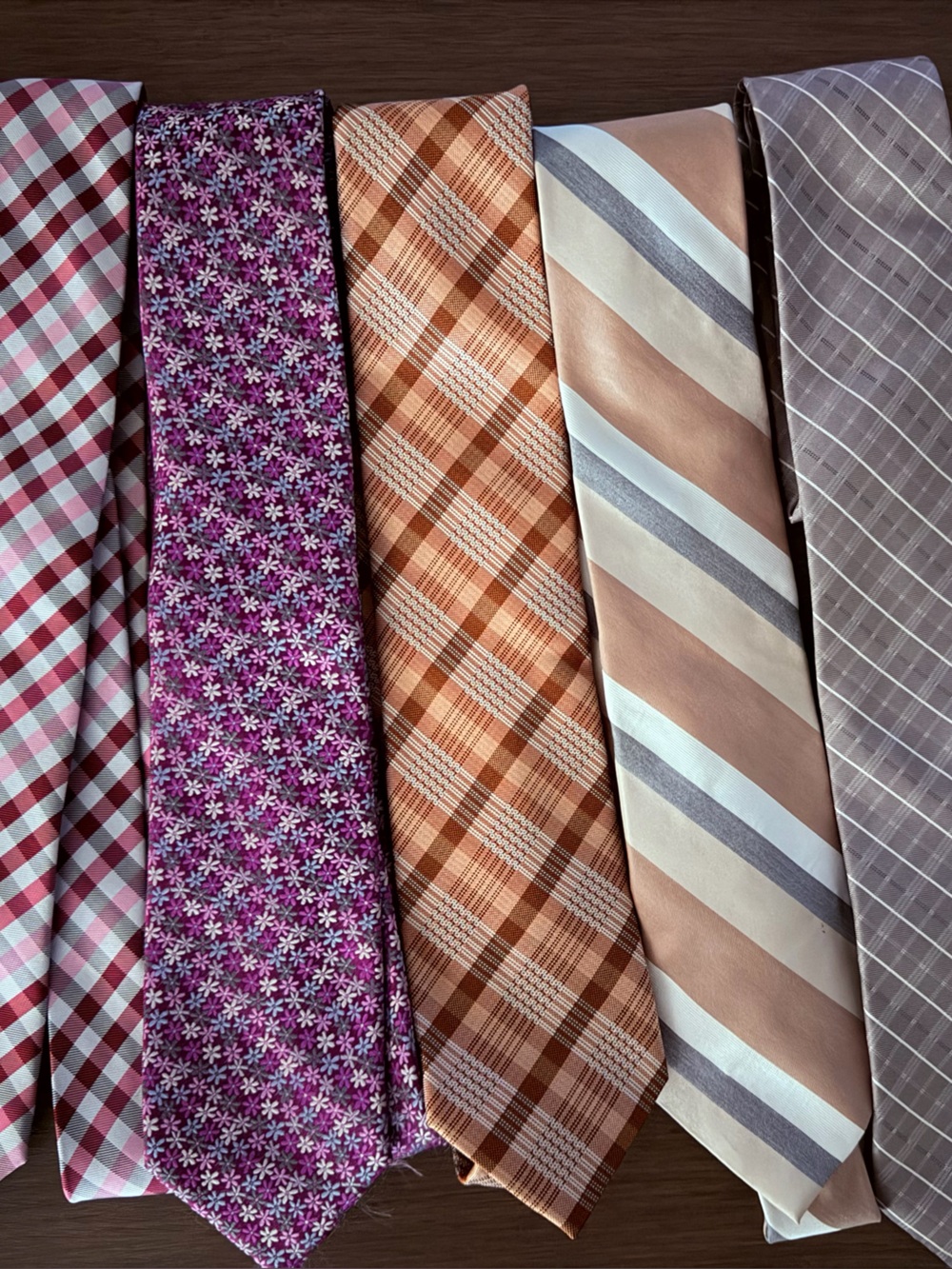 Calvin Klein Five-Tie Set in Pink, Purple, Brown, Cream, Gray